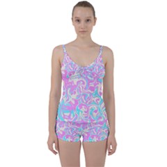 Swimwear Teal Pink Collection Tie Front Two Piece Tankini