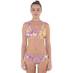 Swimwear Purple Yellow Collection Cross Back Hipster Bikini Set by PaperDesignNest