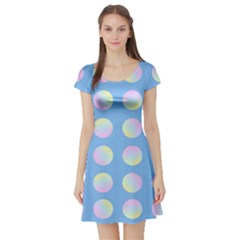 Abstract Stylish Design Pattern Blue Short Sleeve Skater Dress by brightlightarts