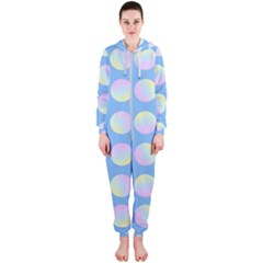 Abstract Stylish Design Pattern Blue Hooded Jumpsuit (ladies)