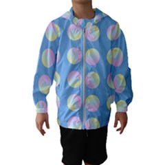 Abstract Stylish Design Pattern Blue Kids  Hooded Windbreaker