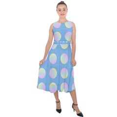 Abstract Stylish Design Pattern Blue Midi Tie-back Chiffon Dress by brightlightarts