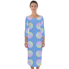 Abstract Stylish Design Pattern Blue Quarter Sleeve Midi Bodycon Dress by brightlightarts