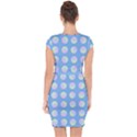 Abstract Stylish Design Pattern Blue Capsleeve Drawstring Dress  View2