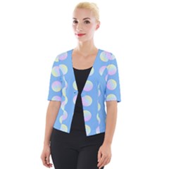 Abstract Stylish Design Pattern Blue Cropped Button Cardigan by brightlightarts