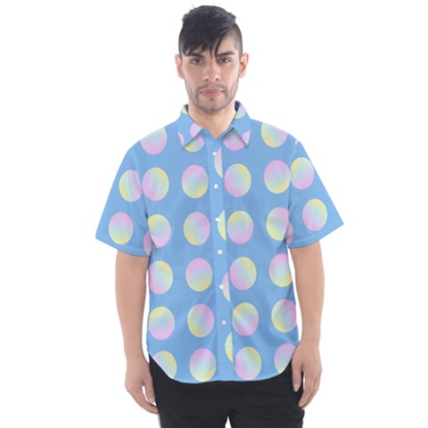 Abstract Stylish Design Pattern Blue Men s Short Sleeve Shirt by brightlightarts