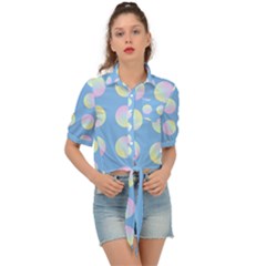 Abstract Stylish Design Pattern Blue Tie Front Shirt  by brightlightarts