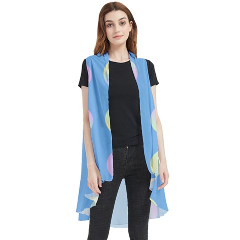 Abstract Stylish Design Pattern Blue Sleeveless Chiffon Waistcoat Shirt by brightlightarts