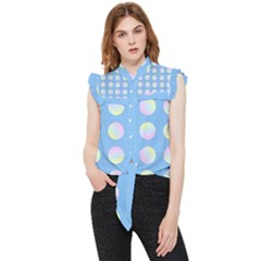 Abstract Stylish Design Pattern Blue Frill Detail Shirt