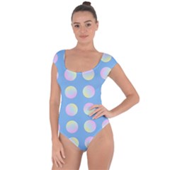 Abstract Stylish Design Pattern Blue Short Sleeve Leotard  by brightlightarts