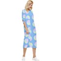 Abstract Stylish Design Pattern Blue Bow Sleeve Chiffon Midi Dress View3