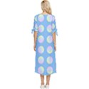 Abstract Stylish Design Pattern Blue Bow Sleeve Chiffon Midi Dress View4