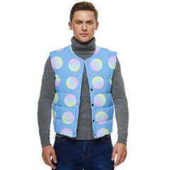 Abstract Stylish Design Pattern Blue Men s Short Button Up Puffer Vest	 by brightlightarts