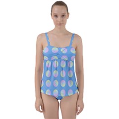 Abstract Stylish Design Pattern Blue Twist Front Tankini Set by brightlightarts