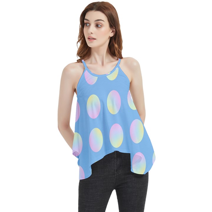 Abstract Stylish Design Pattern Blue Flowy Camisole Tank Top