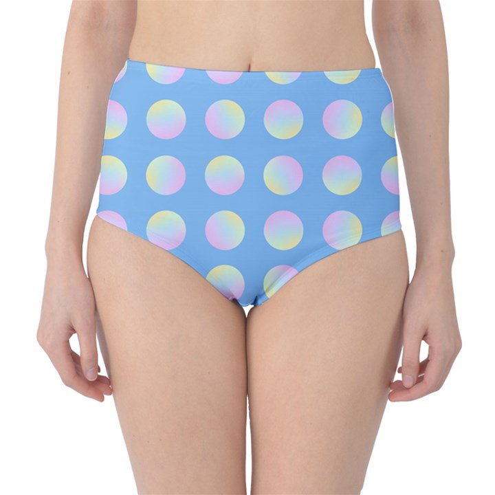 Abstract Stylish Design Pattern Blue Classic High-Waist Bikini Bottoms