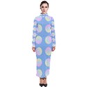 Abstract Stylish Design Pattern Blue Turtleneck Maxi Dress View1