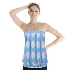 Abstract Stylish Design Pattern Blue Strapless Top