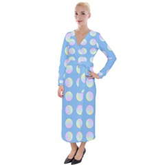 Abstract Stylish Design Pattern Blue Velvet Maxi Wrap Dress by brightlightarts