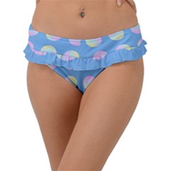 Abstract Stylish Design Pattern Blue Frill Bikini Bottom