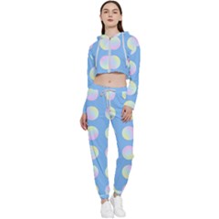 Abstract Stylish Design Pattern Blue Cropped Zip Up Lounge Set by brightlightarts