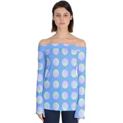 Abstract Stylish Design Pattern Blue Off Shoulder Long Sleeve Top by brightlightarts