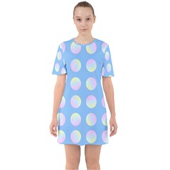 Abstract Stylish Design Pattern Blue Sixties Short Sleeve Mini Dress by brightlightarts