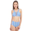 Abstract Stylish Design Pattern Blue Cage Up Bikini Set View1