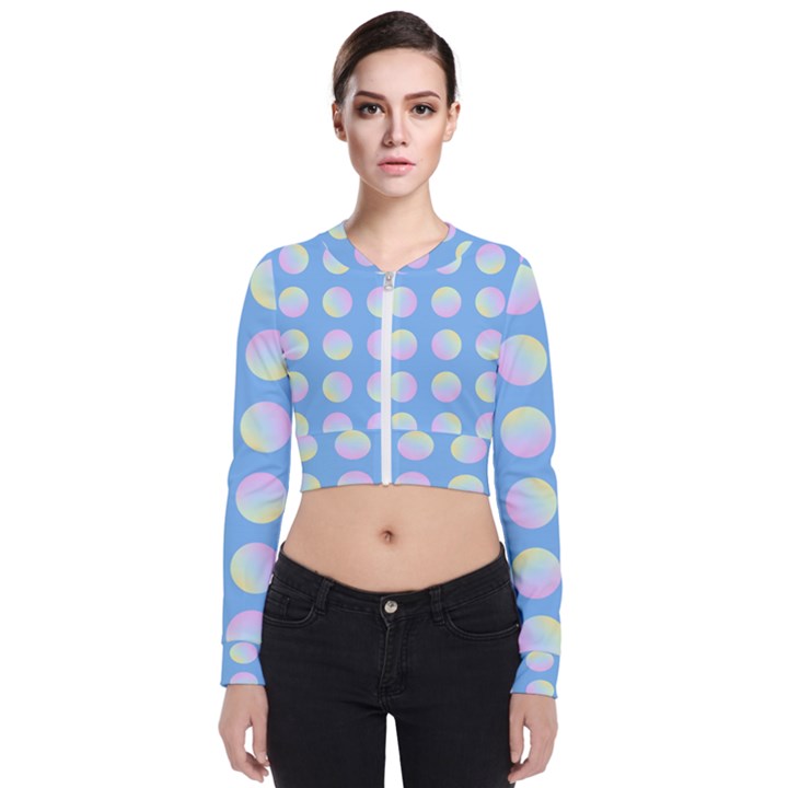 Abstract Stylish Design Pattern Blue Long Sleeve Zip Up Bomber Jacket