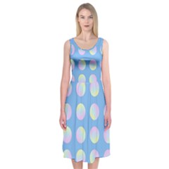 Abstract Stylish Design Pattern Blue Midi Sleeveless Dress by brightlightarts