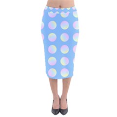 Abstract Stylish Design Pattern Blue Velvet Midi Pencil Skirt