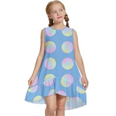 Abstract Stylish Design Pattern Blue Kids  Frill Swing Dress