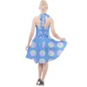 Abstract Stylish Design Pattern Blue Halter Party Swing Dress  View2