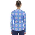 Abstract Stylish Design Pattern Blue V-Neck Long Sleeve Top View2