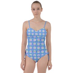 Abstract Stylish Design Pattern Blue Sweetheart Tankini Set