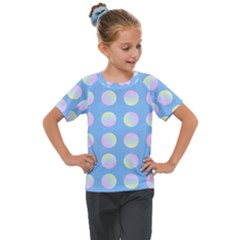 Abstract Stylish Design Pattern Blue Kids  Mesh Piece Tee