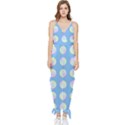 Abstract Stylish Design Pattern Blue Sleeveless Tie Ankle Chiffon Jumpsuit View1