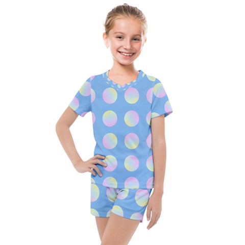 Abstract Stylish Design Pattern Blue Kids  Mesh Tee And Shorts Set by brightlightarts