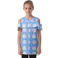 Abstract Stylish Design Pattern Blue Fold Over Open Sleeve Top