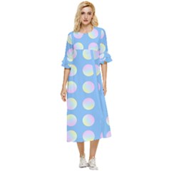 Abstract Stylish Design Pattern Blue Double Cuff Midi Dress by brightlightarts