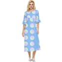 Abstract Stylish Design Pattern Blue Double Cuff Midi Dress View1