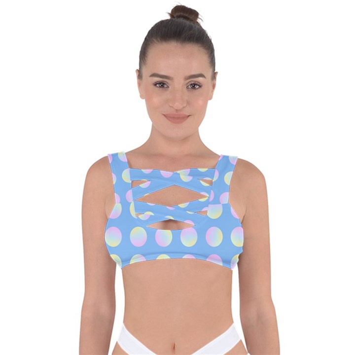 Abstract Stylish Design Pattern Blue Bandaged Up Bikini Top