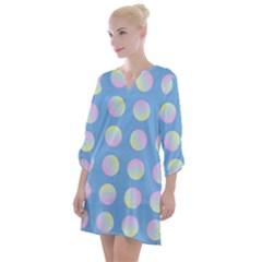 Abstract Stylish Design Pattern Blue Open Neck Shift Dress by brightlightarts