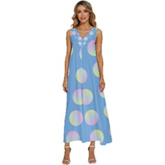 Abstract Stylish Design Pattern Blue V-neck Sleeveless Babydoll Dress by brightlightarts