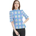 Abstract Stylish Design Pattern Blue Frill Neck Blouse View1