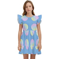 Abstract Stylish Design Pattern Blue Kids  Winged Sleeve Dress by brightlightarts