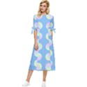 Abstract Stylish Design Pattern Blue Bow Sleeve Chiffon Midi Dress View1