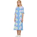 Abstract Stylish Design Pattern Blue Bow Sleeve Chiffon Midi Dress View2