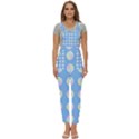 Abstract Stylish Design Pattern Blue Women s Pinafore Overalls Jumpsuit View1