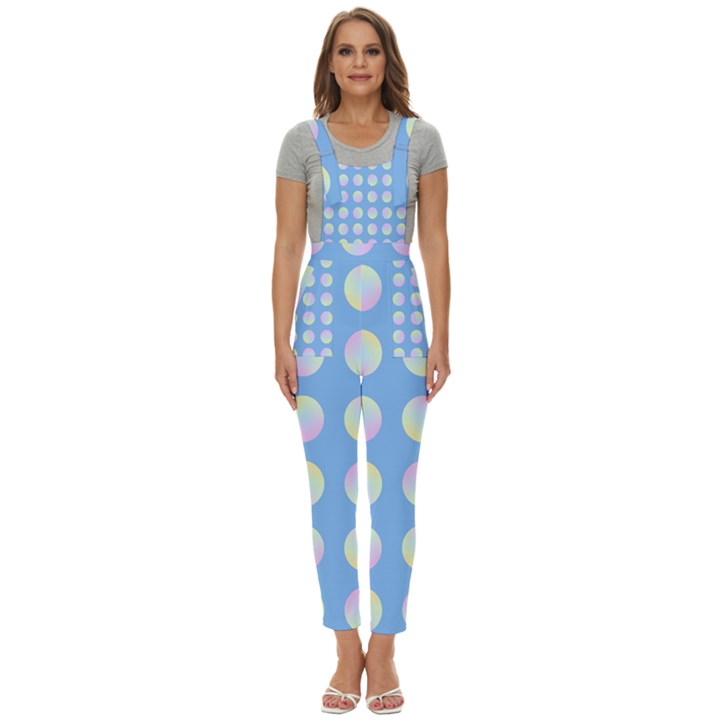 Abstract Stylish Design Pattern Blue Women s Pinafore Overalls Jumpsuit